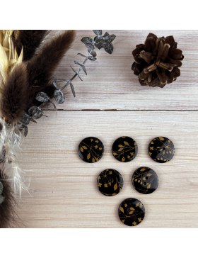 Buttons "Impressions" Foliage Balck Gold 19mm