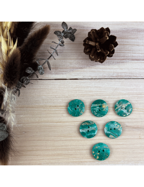 Buttons "Gems" Emerald Gold 19mm
